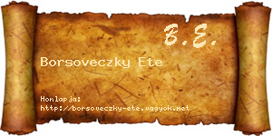 Borsoveczky Ete névjegykártya